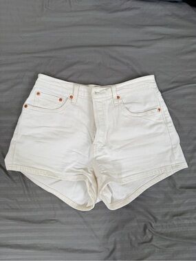 Levi's White High Waist Denim Shorts